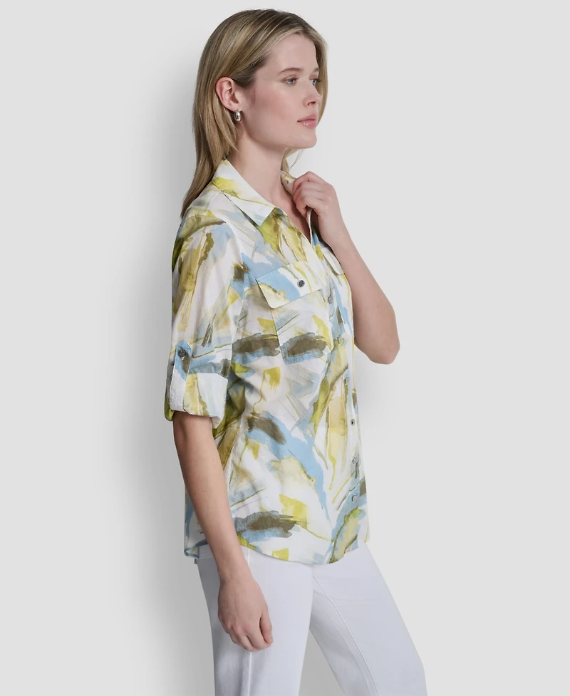 Dkny Women's Printed Long-Sleeve Shirt