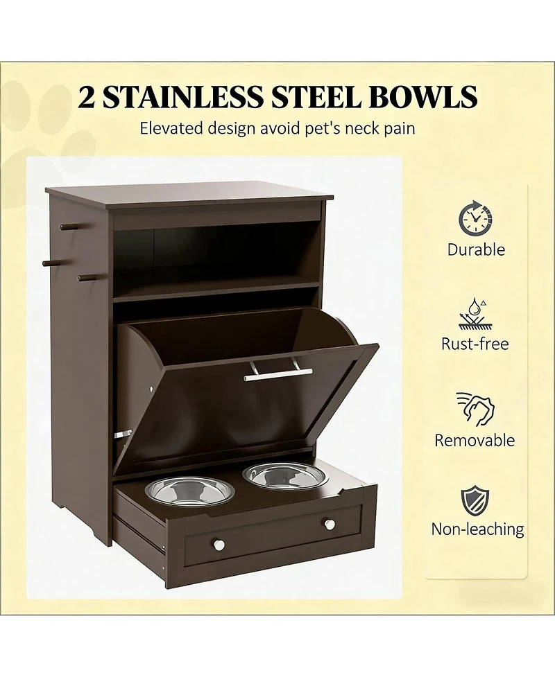 Aostirmotor Dog Bowls Food Storage Container in Brown