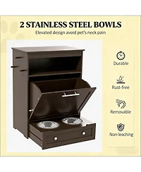 Aostirmotor Dog Bowls Food Storage Container in Brown