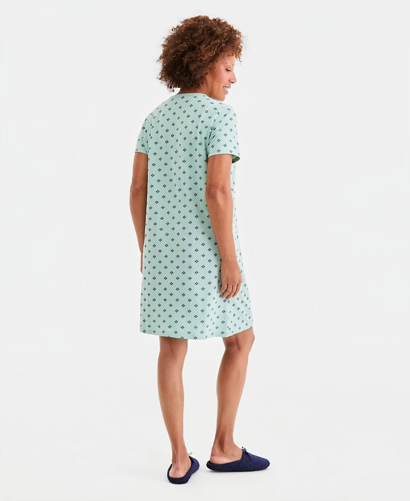 Charter Club Women's Cotton Essential Short-Sleeve Henley Sleepshirt, Macy's Exclusive