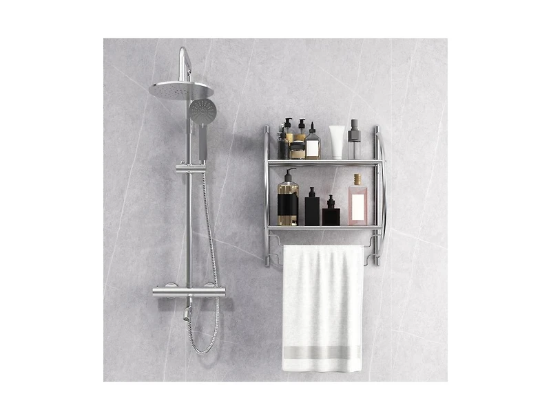 Slickblue 2-Tier Wall Mount Shower Organizer Towel Storage Rack