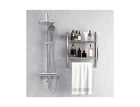 Slickblue 2-Tier Wall Mount Shower Organizer Towel Storage Rack