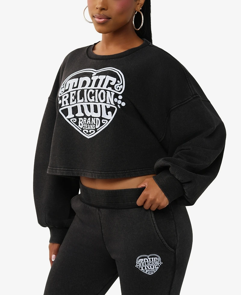 True Religion Women's Washed Heritage Dolman Pullover Top