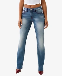 True Religion Women's Billie Mid Rise Straight Flap Jeans