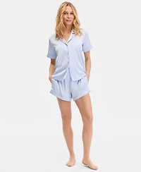 I.n.c International Concepts Women's Stretch Satin Short-Sleeve Pajama Set, Exclusively at Macy's