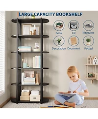 gaomon 6 Tier Industrial Bookshelf, 71 Inch Tall Narrow Bookcase with Iron Frames, Compact Open Display Shelving Unit