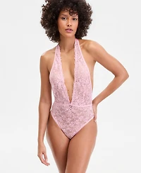 I.n.c. International Concepts Women's Lace Halter Plunge-Neck Bodysuit, Exclusively at Macy's