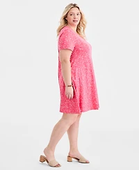 Style & Co Plus Round-Neck Short-Sleeve T-Shirt Dress, Macy's Exclusive