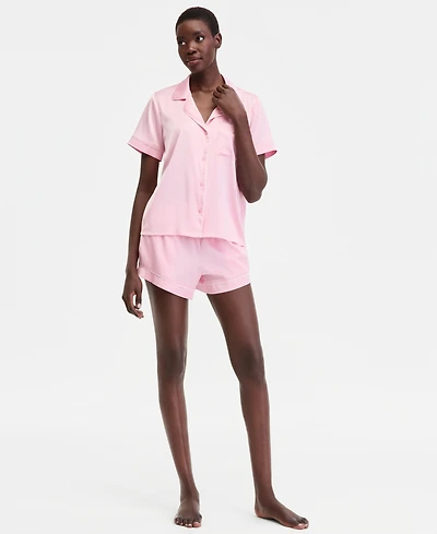 I.n.c International Concepts Women's Stretch Satin Short-Sleeve Pajama Set, Exclusively at Macy's