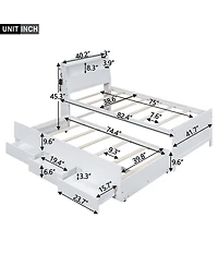 Boyel Living Twin Size Platform Bed with Storage Led Headboard, Twin Size Trundle and 3 Drawers