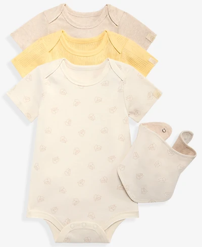 First Impressions Baby Boys' or Girl 3-Pack Short Sleeve Bodysuits & Bib Set, Macy's Exclusive