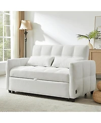 Maison Boucle 52.8'' Usb Convertible Sleeper Sofa Bed with Adjustable Backrest