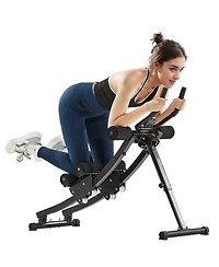 Mecale Dual-Track Ab Workout Machine, Foldable Adjustable Ab & Core Trainer, 440 lb Weight Capacity, Home Gym Ab Cruncher