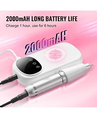 Mecale Rechargeable Nail Drill, 35,000RPM Cordless Nail E-File with Lcd Display, 6 Bits & 50 Sanding Bands, Manicure Pedicure Tool