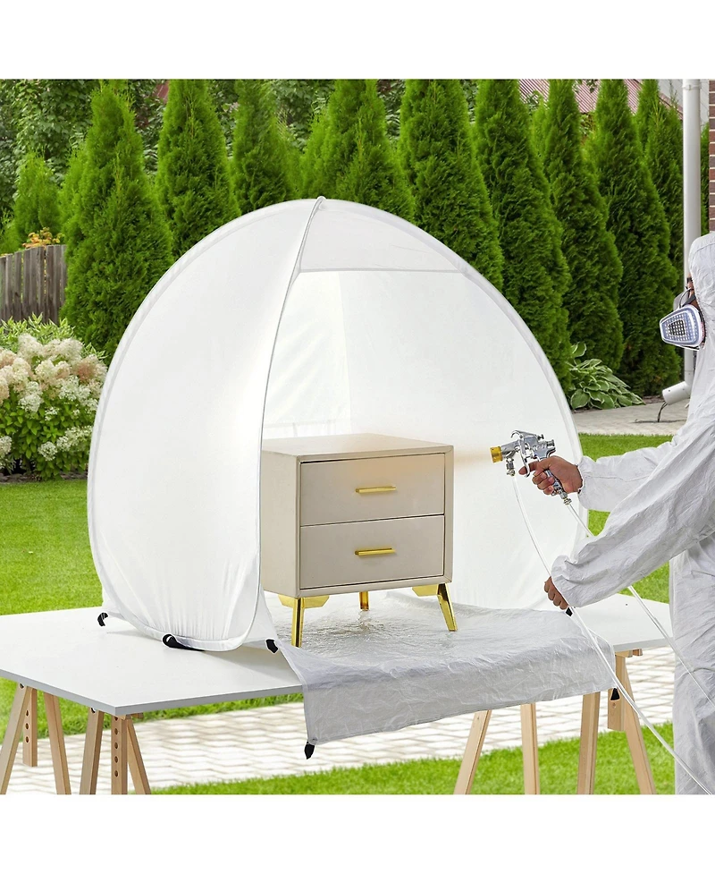 Mecale Pop-Up Spray Paint Shelter, 40 x 35 x 40 in Portable Spray Paint Tent with Built-In Floor, Exhaust Window, Storage Bag