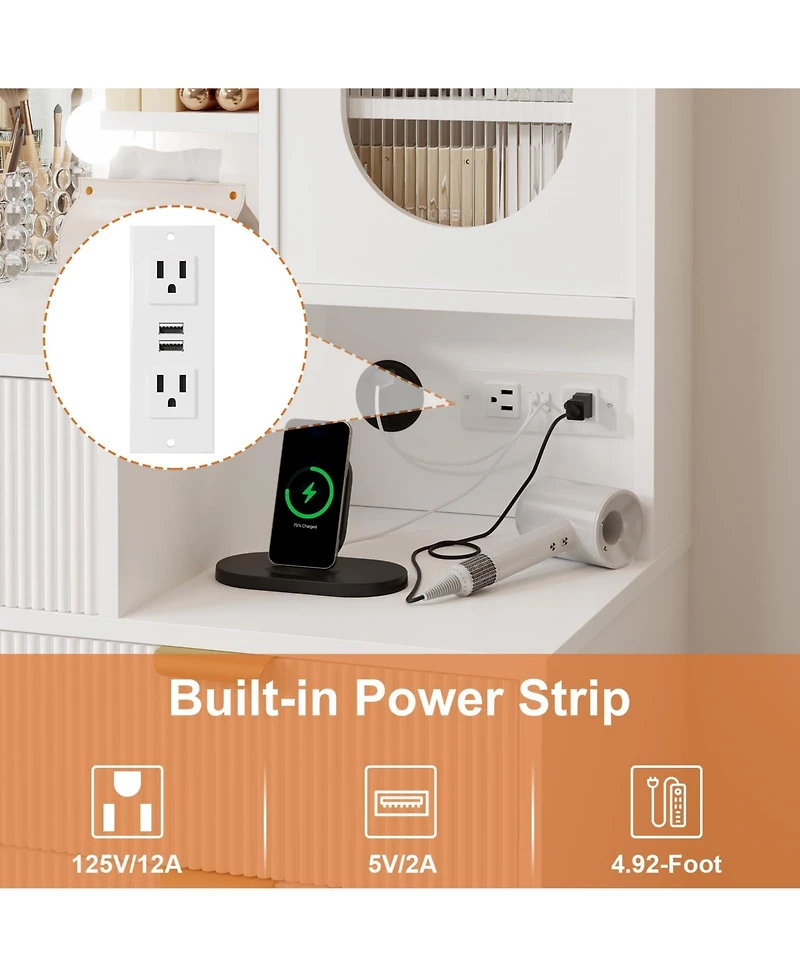 gaomon Vanity Benches, Modern Makeup Vanity Desk with Adjustable Mirror