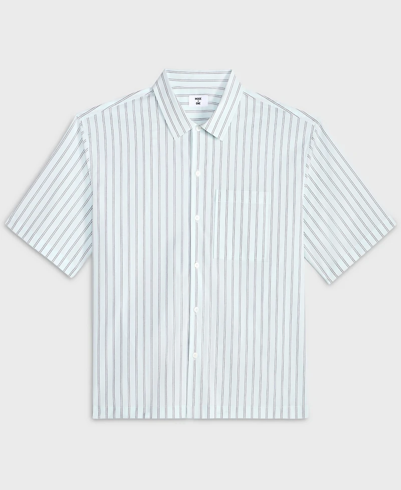 Mode of One Men's Boxy-Fit Striped Short-Sleeve Shirt, Macy's Exclusive