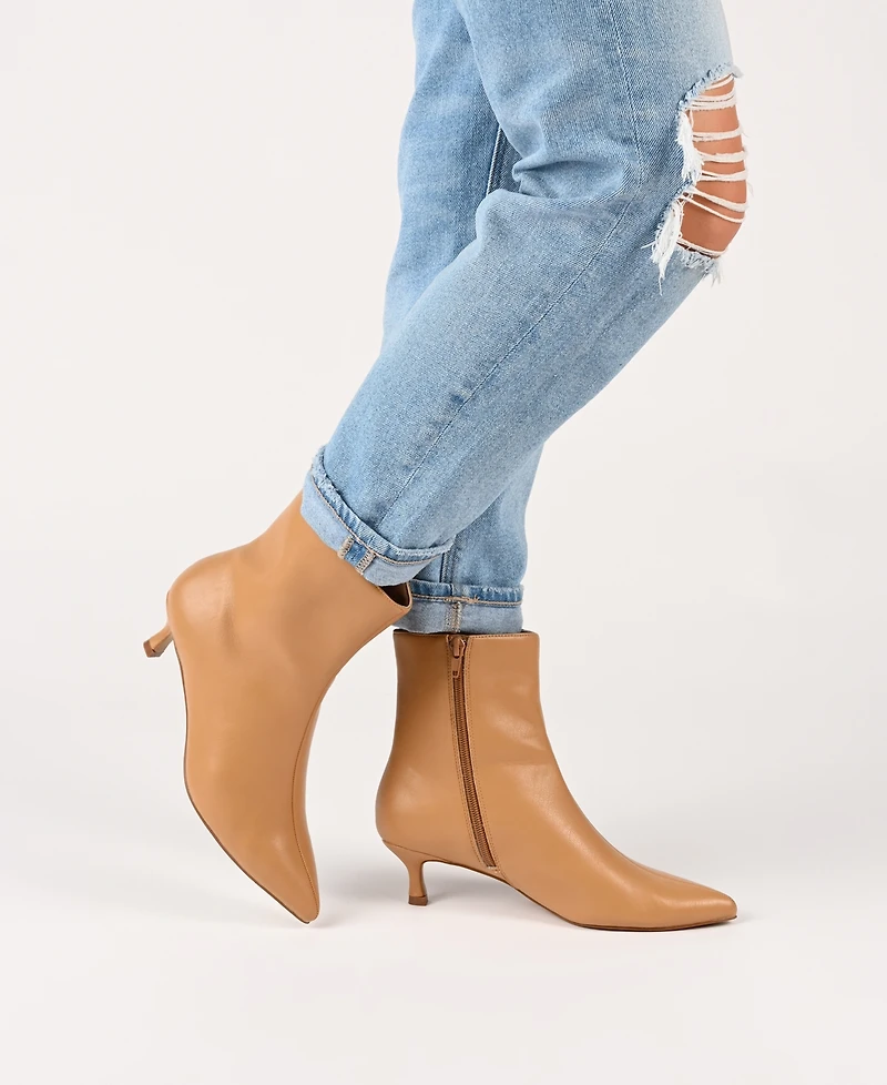 Journee Collection Women's Arely Kitten Heel Pointed Toe Dress Booties