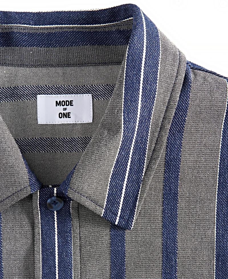 Mode of One Men's Relaxed-Fit Striped Overshirt, Macy's Exclusive