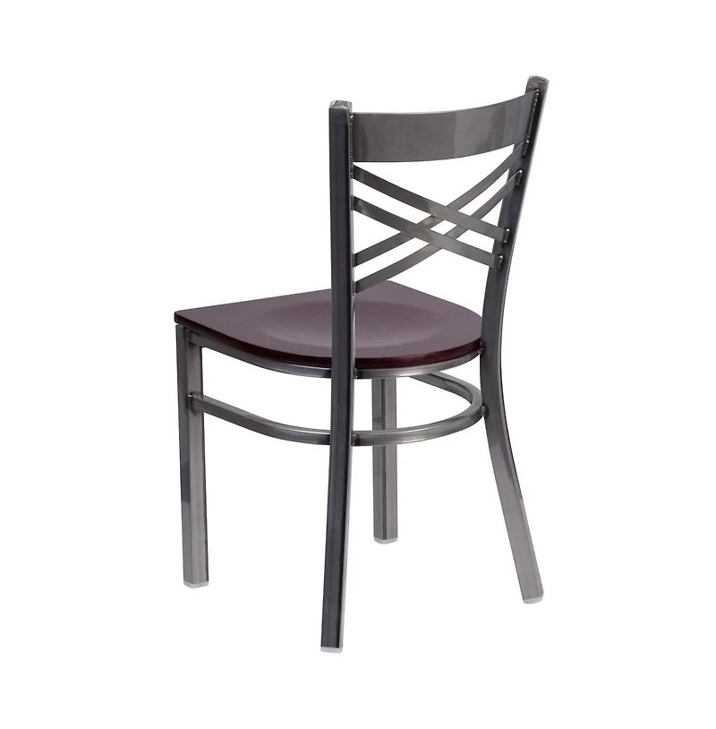 Emma+Oliver 2 Pack Clear Coated "X" Back Metal Restaurant Chair