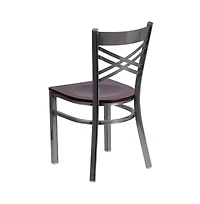 Emma+Oliver 2 Pack Clear Coated "X" Back Metal Restaurant Chair