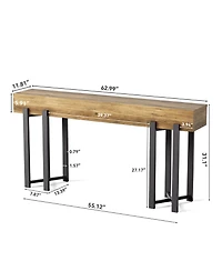 Tribesigns 63-Inch Console Table for Entryway, Industrial Behind Couch with Black Metal Frame, Minimalist Sofa Living Room