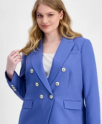 Tahari Asl Plus Faux-Double-Breasted Twill Blazer