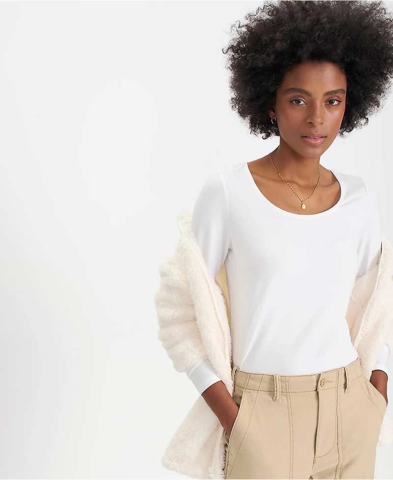 Lands' End Plus Lightweight Jersey Skimming Long Sleeve Scoop Neck T-shirt