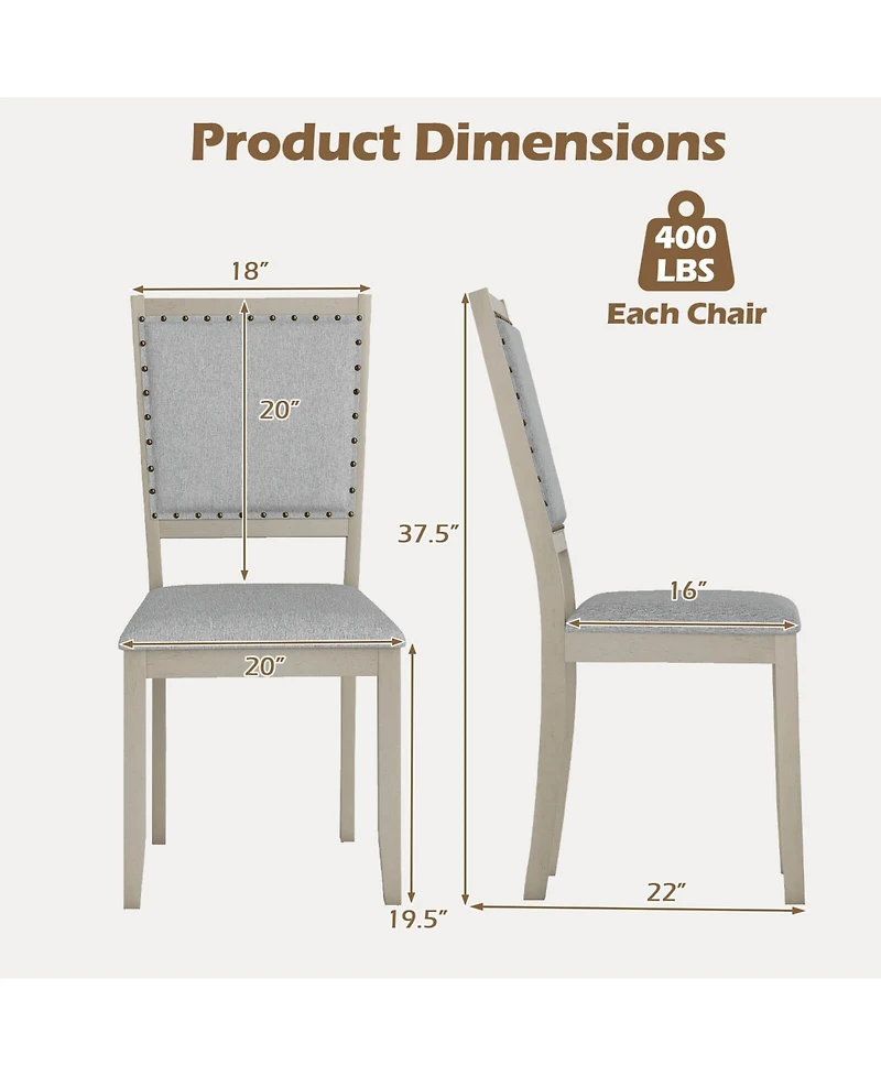 Farmhouse Dining Chair Fabric Upholstered Kitchen Chairs for Dining Room