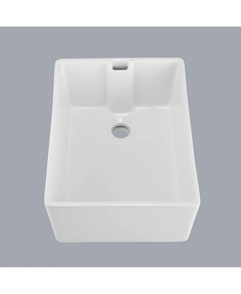 flynama 24x18inch White Ceramic Single Bowl Kitchen Sink High Temperature Firing Durable Easy Clean