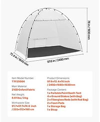 Mecale Portable Paint Booth Tent, 91.7 x 67.7 x 74.8 in, Built-in Floor, Mesh Screen, Oxford Spray Shelter