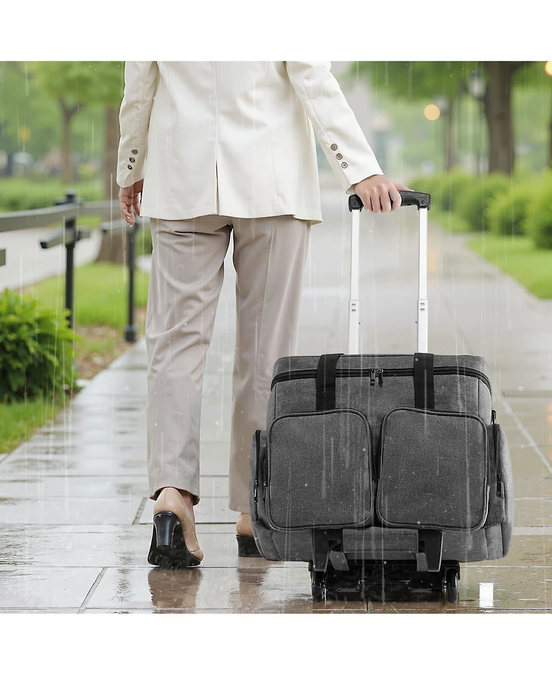 Mecale Rolling Laptop Bag for 15.6" Laptop, Wheeled Briefcase with Detachable Trolley, Telescopic Handle, Computer Tote Bag