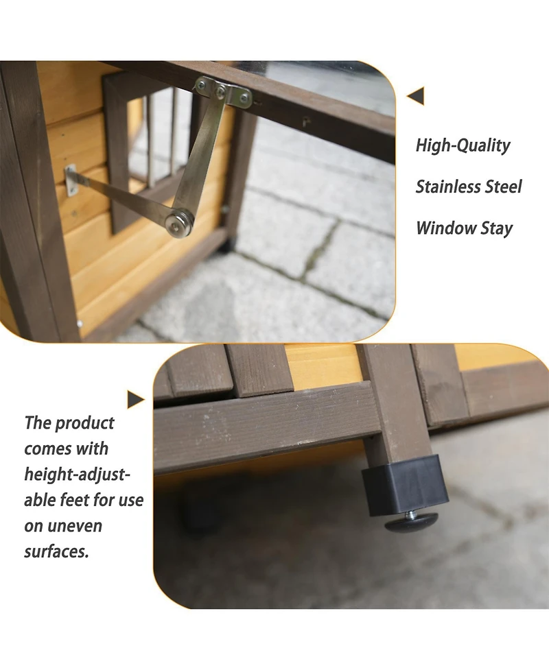 Aostirmotor Dog House with Lockable Ventilated Door in Dark yellow