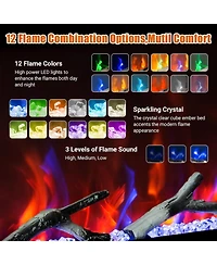 Gaomon 88" Smart Electric Fireplace, Wall Mounted/Recessed, WiFi, Remote & Touch, 750W/1500W Dual Heat, Adjustable Flame, Timer, Log & Crystal De