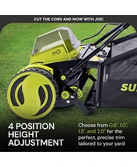 Sun Joe Cordless Push Reel Mower, 15” Yard Trimmer w/ Collection Bag, 24V-CRLM15
