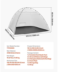 Mecale Portable Paint Booth Tent, 116.14 x 114.96 x 79.53 in, Built-in Floor, Mesh Screen, Oxford Spray Shelter