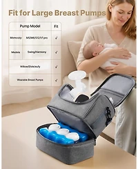 Mecale Breast Pump Bag with Ice Pack, Fits S1/S2, Storage for Pump Accessories & Breastmilk, Portable Carrying Case for Travel