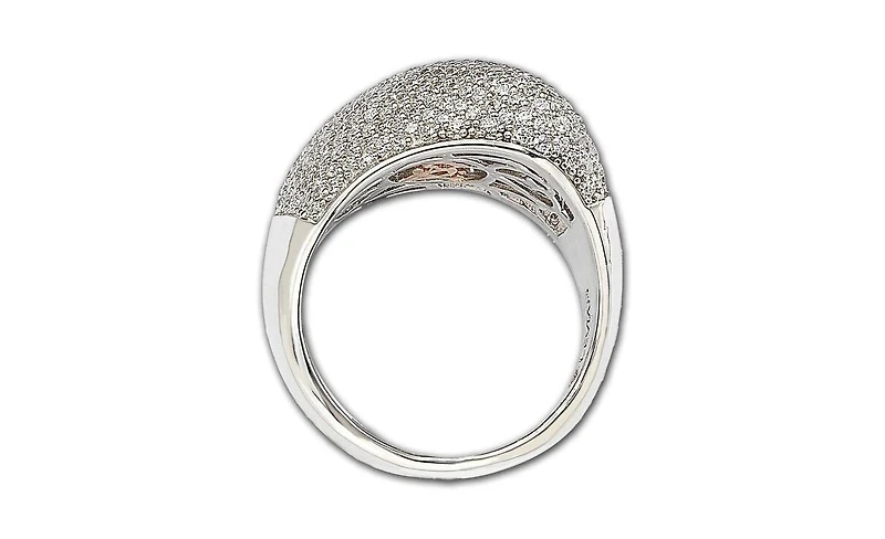 Suzy Levian New York Sterling Silver Cubic Zirconia Pave Diagonal Puff Ring