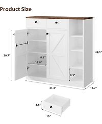 gaomon Shoe Storage Cabinet with Doors and Drawers, 42'' Tall Modern Shoe Cabinet with 3 Adjustable Shelves and Stable Base