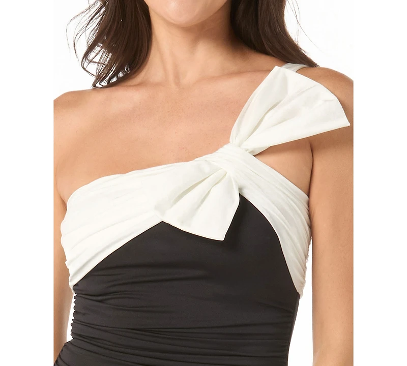 Carmen Marc Valvo Women's Bow-Trim One-Shoulder One-Piece Swimsuit