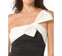 Carmen Marc Valvo Women's Bow-Trim One-Shoulder One-Piece Swimsuit