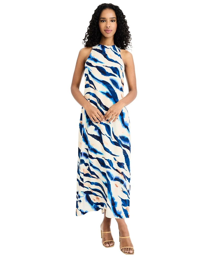Donna Morgan Women's Printed Halter Neck Midi Dress
