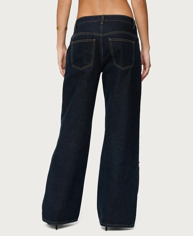 Edikted Women's Charla Stud Low Rise Baggy Jeans