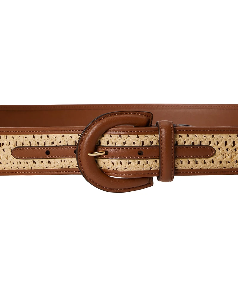 Lauren Ralph Straw Crescent Buckle Belt