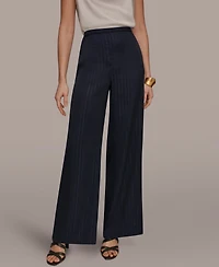 Donna Karan New York Women's Pinstripe Wide Leg Pull-On Pants