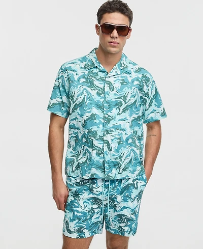 Mode of One Men's Liquid Camo Camp Swim Shirt, Macy's Exclusive