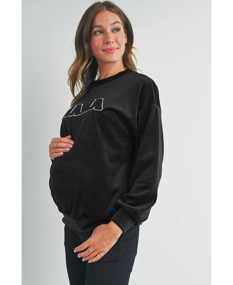 Hello Miz Women's Velvet Mama Crewneck Maternity Sweatshirt