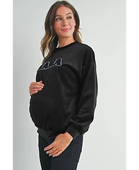 Hello Miz Women's Velvet Mama Crewneck Maternity Sweatshirt