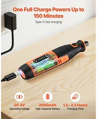 Mecale 73-Piece Cordless Rotary Tool Kit, DC4V Mini Rotary Tool, 5 Speeds 7000–20000 Rpm, Multi-Purpose Diy Tool Set