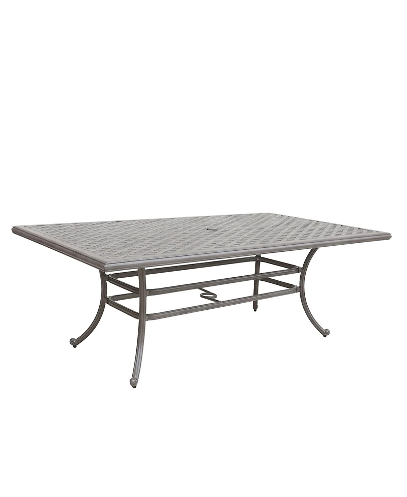 Mondawe 7-Piece Cast Aluminum Swivel Rocker Chairs & Umbralla Hole Rectangular Table Dining Set